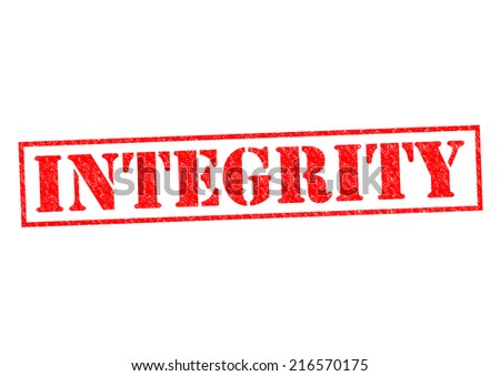 INTEGRITY red Rubber Stamp over a white background.