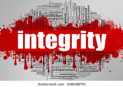 Integrity word cloud. Creative illustration of idea word lettering typography . 3D rendering.