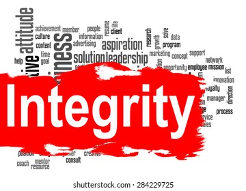 Integrity word cloud image with hi-res rendered artwork that could be used for any graphic design.