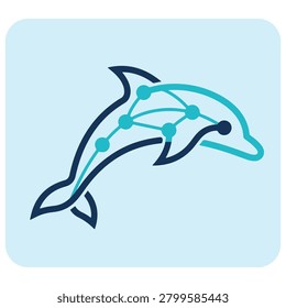 Intelligent AI application icon featuring a connected dolphin design representing smart communication and advanced technology.