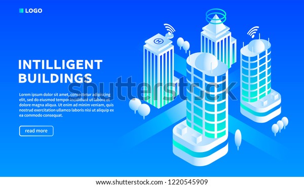 Intelligent\
building concept background. Isometric illustration of intelligent\
building concept background for web\
design