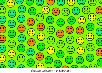 Interaction design. Geometric backdrounds. Mob containing amusing emotions.