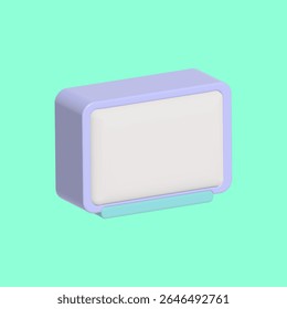 An interactive 3D whiteboard with a clean surface and a pastel blue frame. Ideal for office scenes, classroom settings, or collaborative virtual environments.