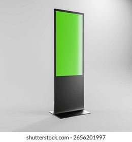 Interactive Touch Totem – Realistic 3D Mockup with Green Screen, Digital Display, Vertical Screen