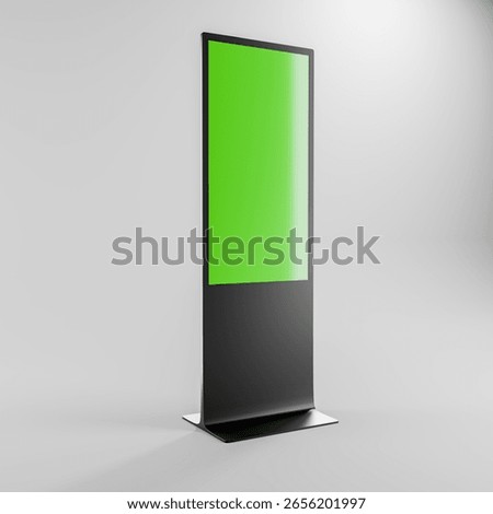 Interactive Touch Totem – Realistic 3D Mockup with Green Screen, Digital Display, Vertical Screen