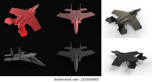 Interceptor, Fighter-interceptor Military Aircraft 3d Rendering Illustration