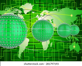 Interconnected Network Meaning Worldwide Planet And Connecting