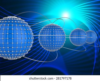Interconnected Network Showing Computer Server And Internet