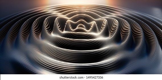 Interference and waves in a digital raster micro structure - 3D illustration