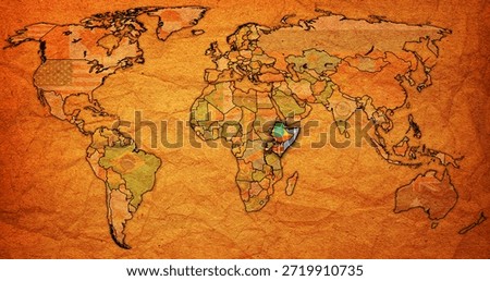 Intergovernmental Authority on Development member countries on blue digital world map with actual national borders