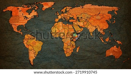 Intergovernmental Authority on Development member countries on blue digital world map with actual national borders
