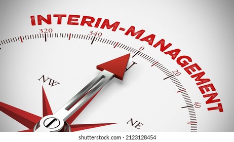 Interim Management Concept With Lettering And Compass (3d Rendering)