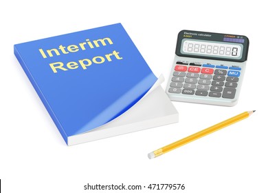 Interim Report Concept, 3D Rendering Isolated On White Background