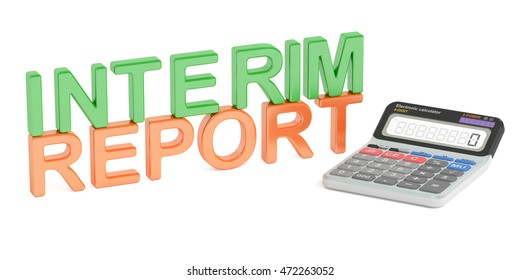 Interim Report Concept, 3D Rendering Isolated On White Background