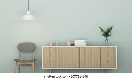 The interior apartment relax space 3d rendering and white decoration background - Shutterstock ID 1077314648