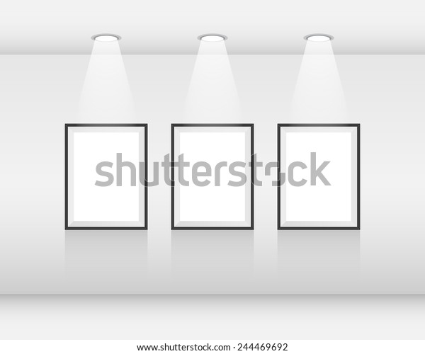 Interior Art Gallery Frames Spotlights Vector Stock Illustration
