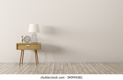 Interior Background Of Living Room With Wooden Side Table 3d Render