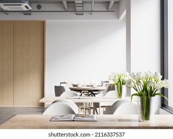 Interior Cafe Wall Mockup - 3d Rendering, 3d Illustration 