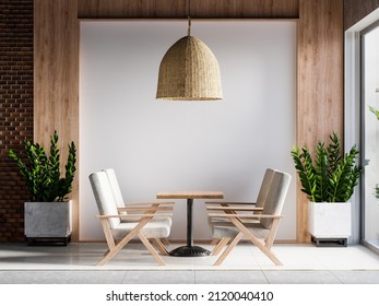 Interior Cafe Wall Mockup - 3d Rendering, 3d Illustration 