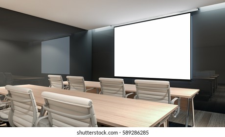 The interior of classroom , 3D rendering