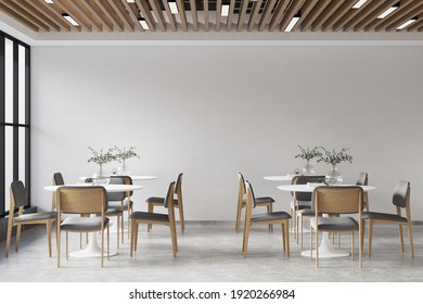 Interior Coffee Shop Wall Mockup - 3d Rendering, 3d Illustration 