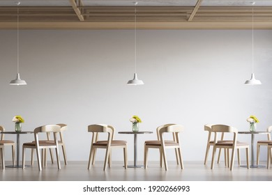 Interior Coffee Shop Wall Mockup - 3d Rendering, 3d Illustration 