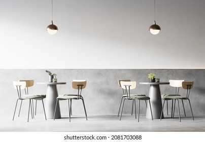 Interior Coffee Shop Wall Mockup - 3d Rendering, 3d Illustration 