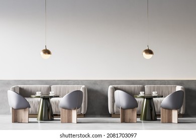 Interior Coffee Shop Wall Mockup - 3d Rendering, 3d Illustration 