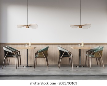 Interior Coffee Shop Wall Mockup - 3d Rendering, 3d Illustration 