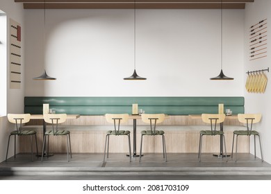 Interior Coffee Shop Wall Mockup - 3d Rendering, 3d Illustration 