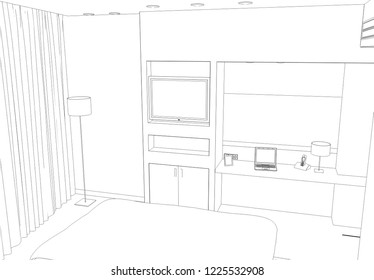 Outline Sketch Interior Reception Area Clipping Stock Illustration ...