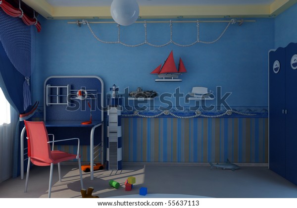 Interior Cozy Childrens Room Decorated Nautical Royalty