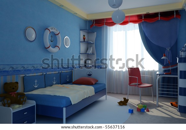 Interior Cozy Childrens Room Decorated Nautical