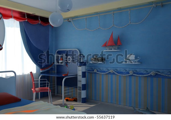 Interior Cozy Childrens Room Decorated Nautical