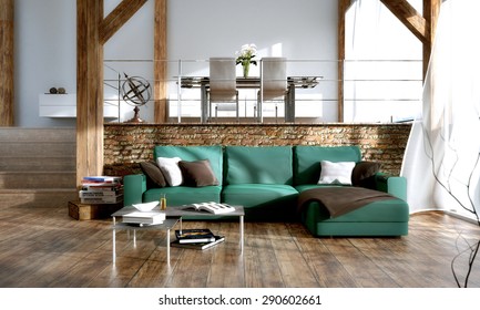  Interior design - 3D render of a modern living room