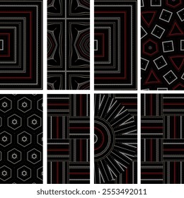 Interior design color palette pattern, design and upholstery ideas, red, black, gray color matching set. Abstract shapes and colors.  - Powered by Shutterstock