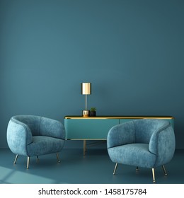 interior design for living area or reception in modern concept design/ 3d illustration,3d rendering