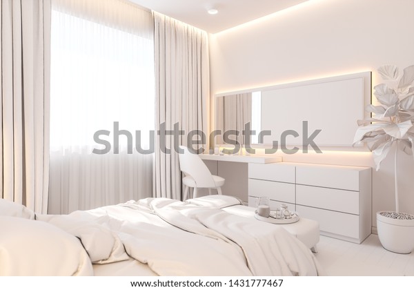 Interior Design Master Bedroom Scandinavian Style Stock