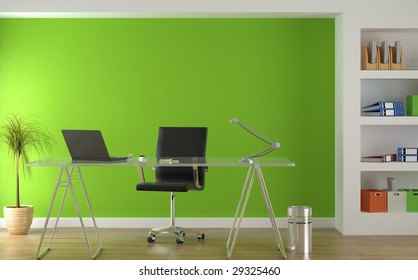 Interior Design Of Modern Green Office Environment