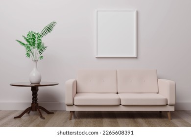 Interior Design with Photo-Frames and Plants 3D