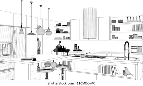 Kitchen Sketch Images, Stock Photos & Vectors | Shutterstock