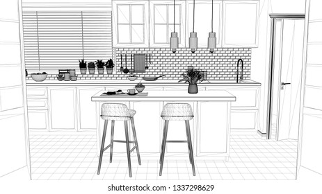 kitchen sketch Images, Stock Photos & Vectors | Shutterstock