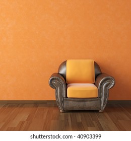 Interior Design Scene Brown Leather Couch Stock Illustration 40903399