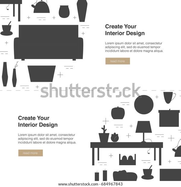 Interior Design Web Banner Modern Home Stock Illustration 684967843