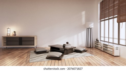 Interior Design,zen Modern Living Room Japanese Style.3D Rendering