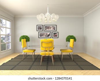 Interior dining area. 3d illustration