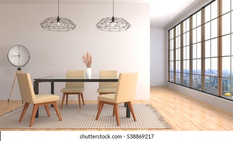 Interior Dining Area. 3d Illustration.