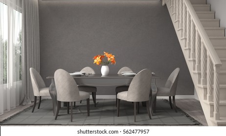 Interior Dining Area. 3d Illustration.