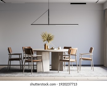 Interior Dining Room Wall Mockup - 3d Rendering, 3d Illustration 