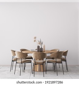 Interior Dining Room Wall Mockup - 3d Rendering, 3d Illustration 
